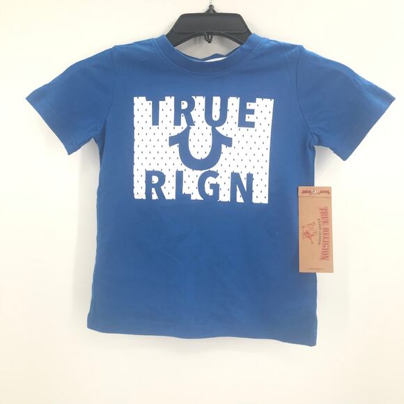 True Religion Bright Blue Tee Shirt Youth Size 5 - Picture 1 of 6